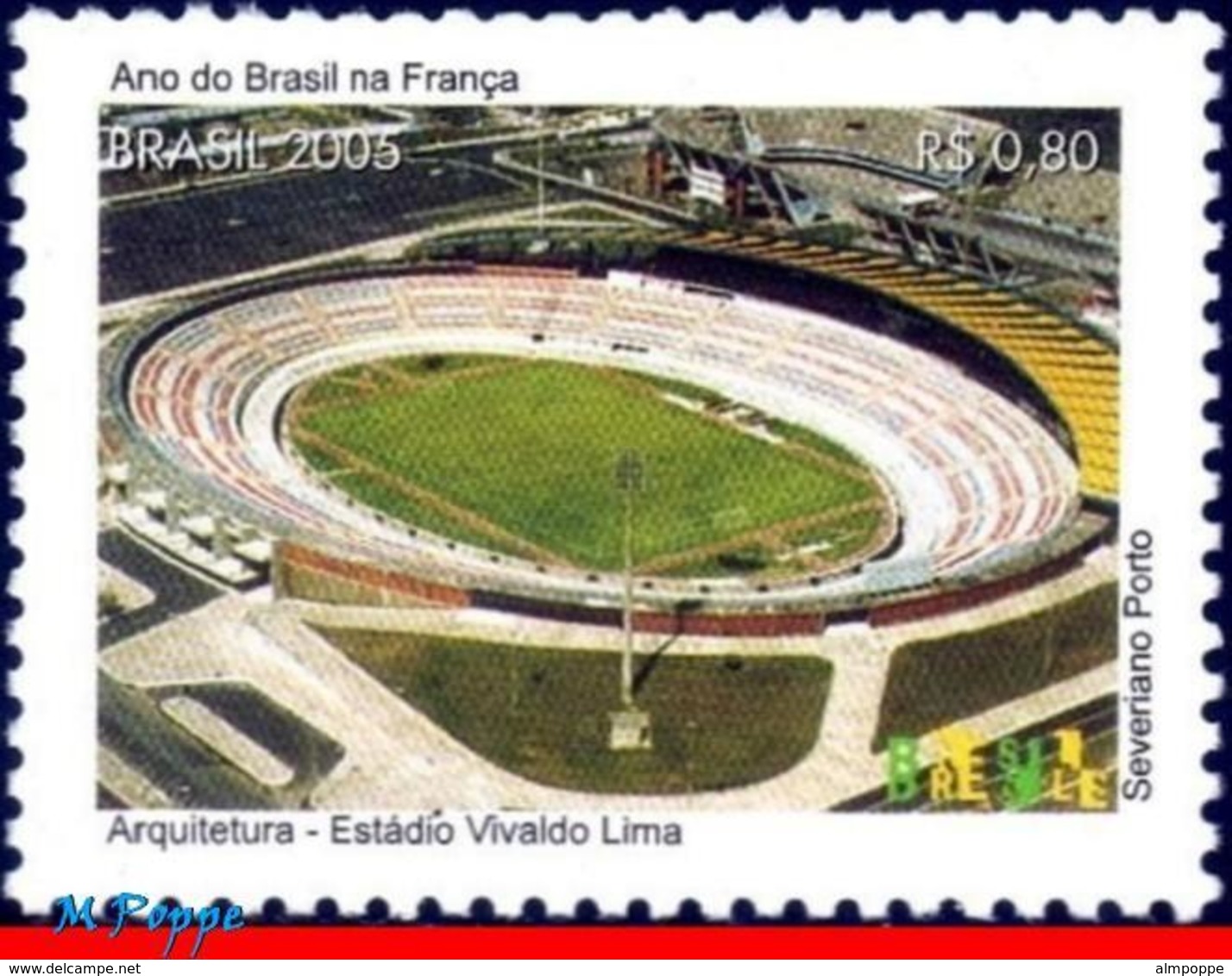 Ref. BR-2959B BRAZIL 2005 FOOTBALL SOCCER, BRAZIL YEAR IN FRANCE,, ARCHITECTURE, VIVALDO LIMA STADIUM,MNH 1V Sc# 2959B - Altri & Non Classificati