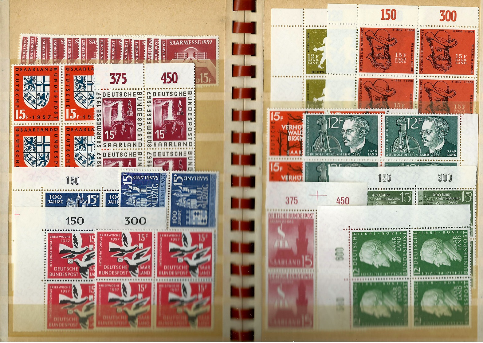 Sarre ,  Huge Party Of Postmarked And Unused Stamps   In A Full Stock-book (as Per Scan) VFU And MNH (handfull LH) - Gebraucht