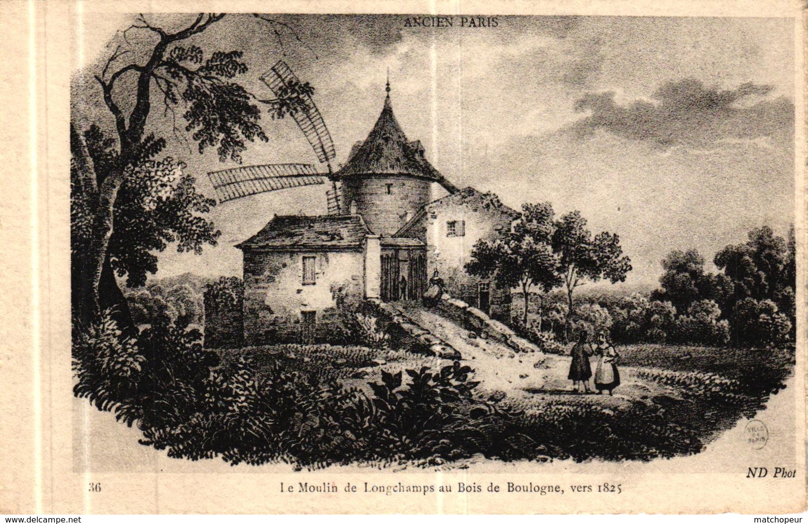 ANCIEN PARIS - LE MOULIN DE LONGCHAMPS AU BOIS DE BOULOGNE VERS 1825 - Autres & Non Classés