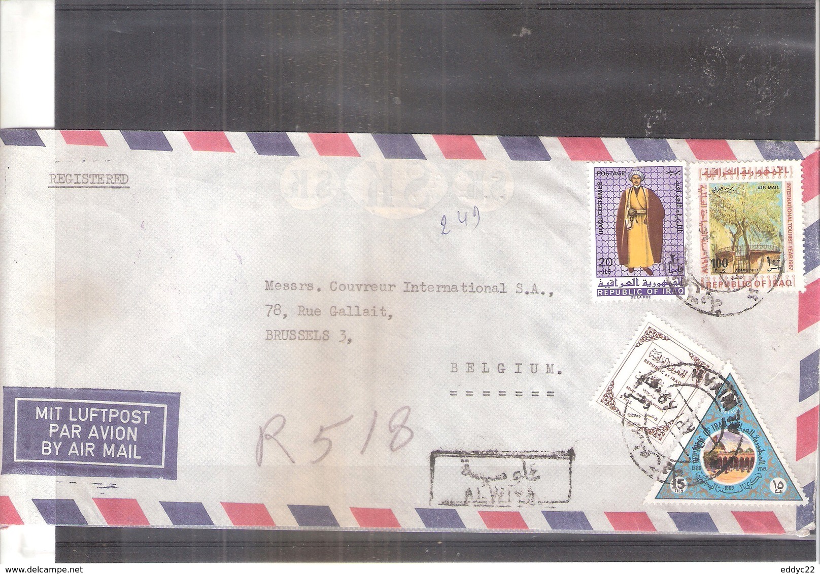 Registered Cover From Iraq To Belgium - 1969 (to See) - Iraq