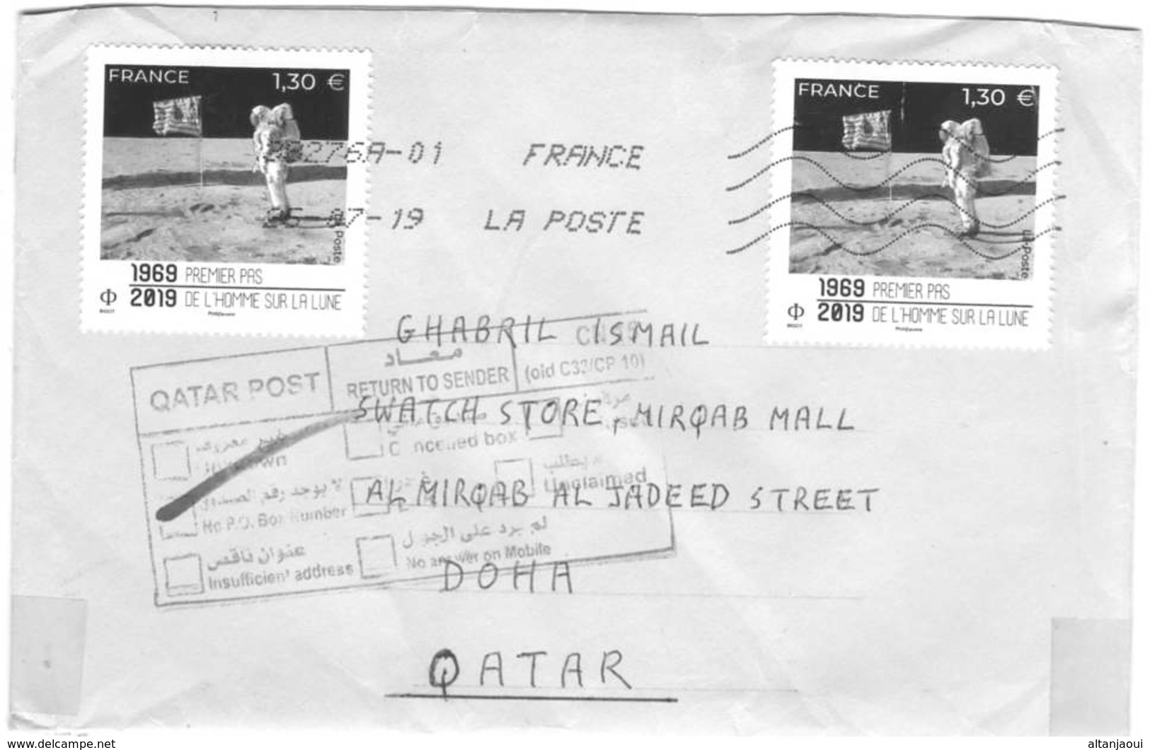 LETTRE FRANCE- QATAR 2019 CACHET QATARI RETOUR À L'EXPÉDITEUR. - 1961-....