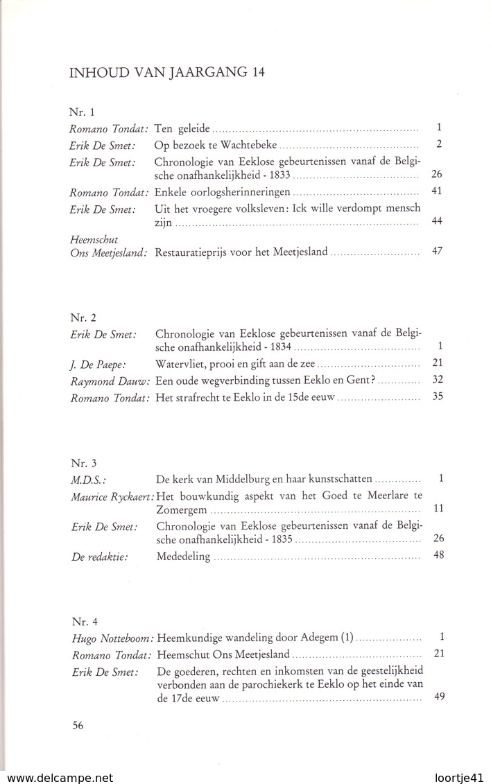 Tijdschrift Geschiedenis, Volkskunde Ons Meetjesland - Artikels Wachtebeke, Zomergem, Adegem, Eeklo - Jaargang 1981 - Geschiedenis