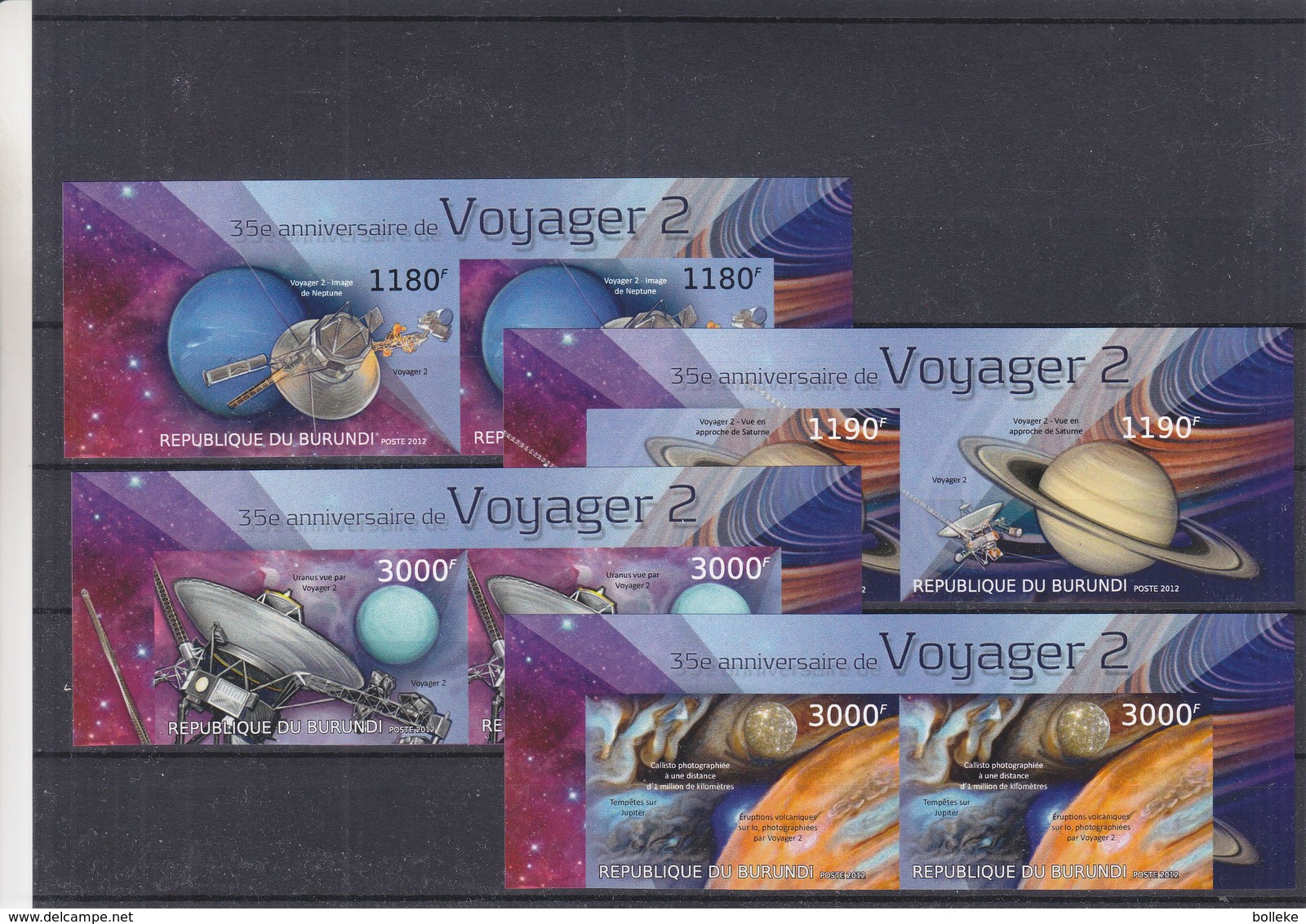 Espace - Voyager 2 - Burundi - COB 2214 / 7 ** - Paire NON Dentelé - Saturne - Jupiter - Uranus - Neptune - Valeur 72 € - Africa