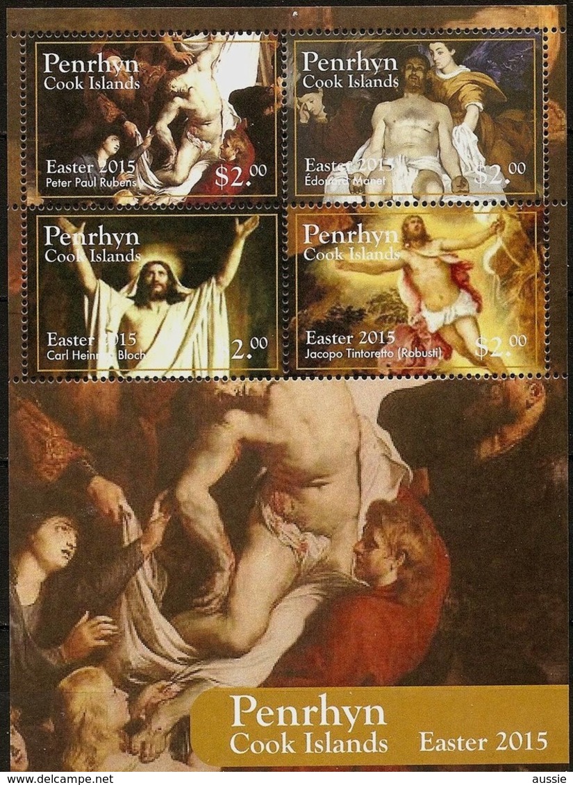 Penrhyn 2015 Yvertn° Bloc 106 ***  MNH Cote 15 €  Easter Pasen Pâques Rubens Manet E.a. - Penrhyn