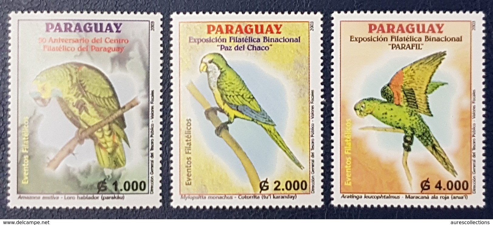 PARAGUAY 2003 PHILATELIC EXPOSITION EXPO EXHIBITION BIRDS PARROTS PARROT MNH - Perroquets & Tropicaux