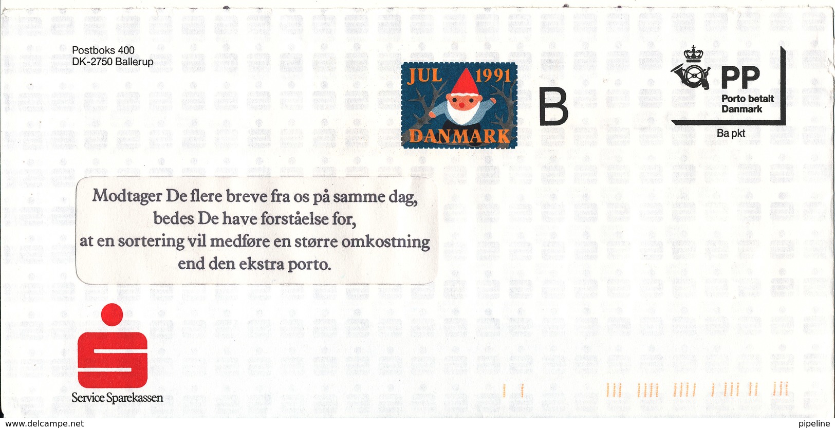 Denmark Bank Cover With Printed Christmas Seal 1991 - Storia Postale