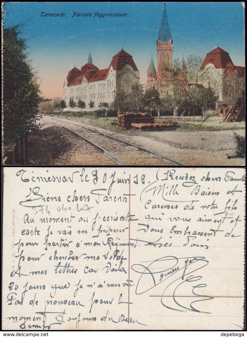 Romania - Timisoara, Liceul Rom.-Cat. Gerhardinum,Temesvár Piarista Fögymnasium / Piaristengymnasium, 1919. - Roumanie