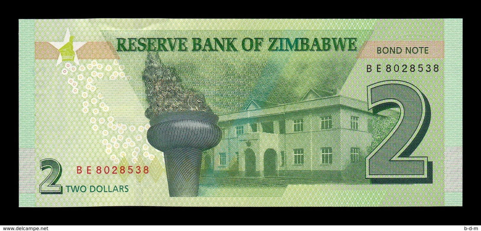 Zimbabwe 2 Dollars 2016 Pick 99 With "Bond Note" SC UNC - Zimbabwe