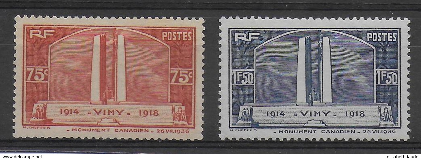 1936 - YVERT N° 316/317 * MLH  - COTE = 28 EUR. - Nuovi