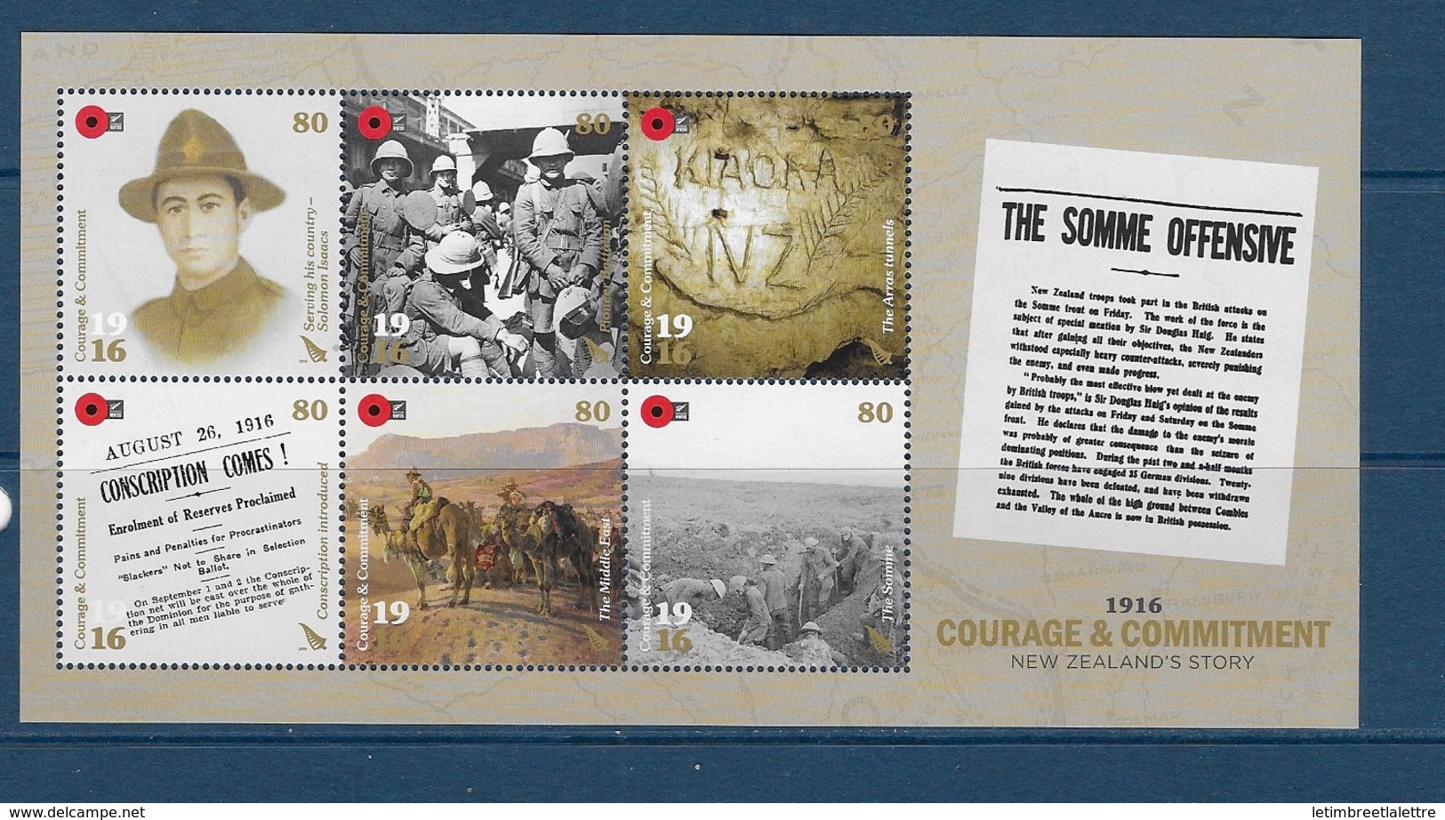 Nouvelle-Zélande Bloc Feuillet N°334** Centenaire De La Première Guerre Mondiale - Blocks & Sheetlets