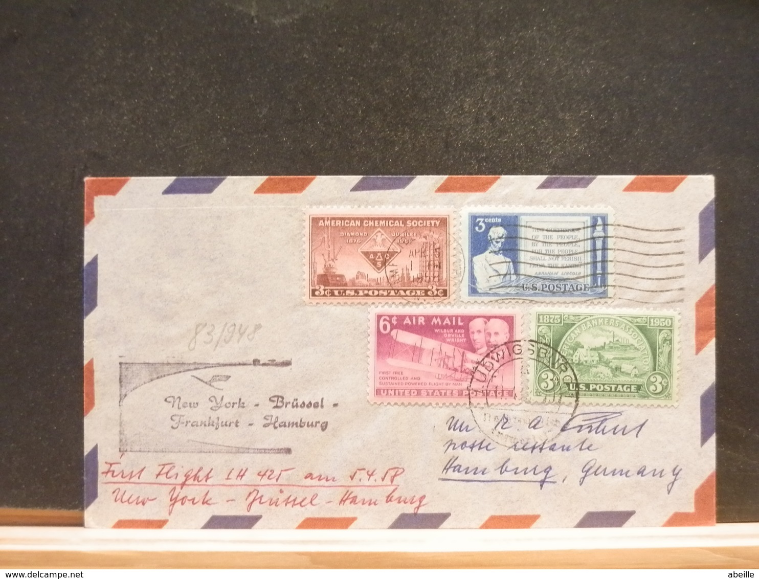 83/948A  LETTRE   USA  1958 1° FLIGHT - 2c. 1941-1960 Briefe U. Dokumente
