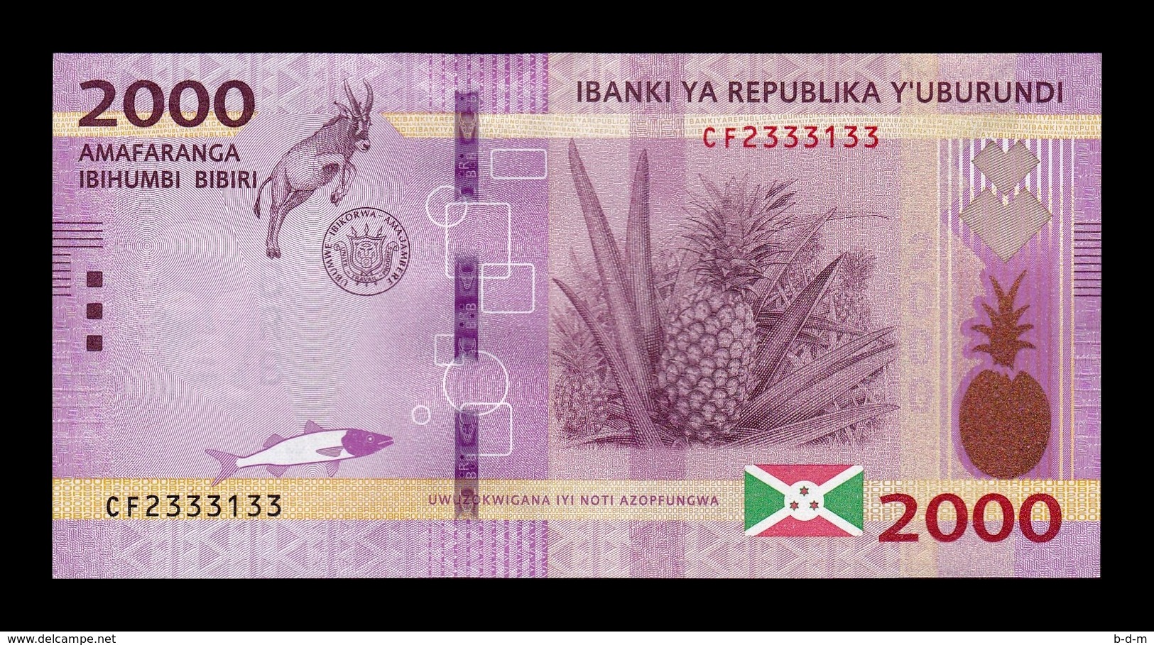 Burundi 2000 Francs Antelope 2018 Pick 52b New Date SC UNC - Burundi