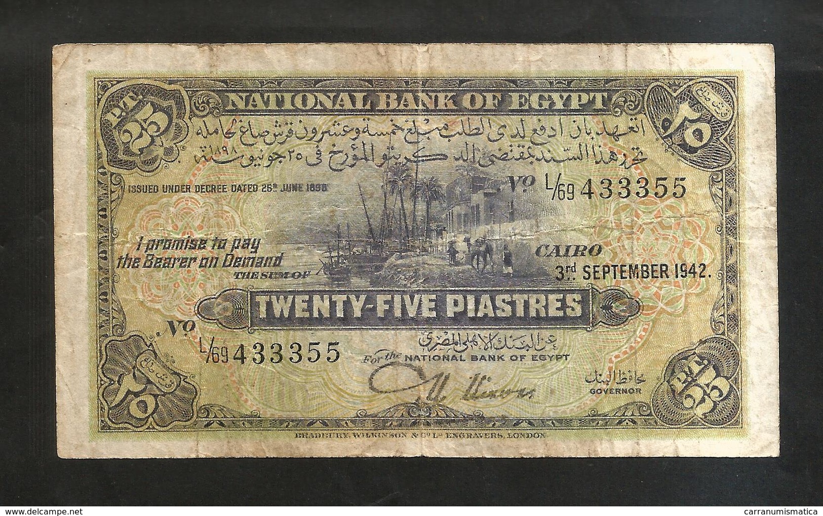 EGYPT / EGITTO - NATIONAL BANK OF EGYPT - 25 PIASTRES (Cairo - 3 September 1942) - Egitto
