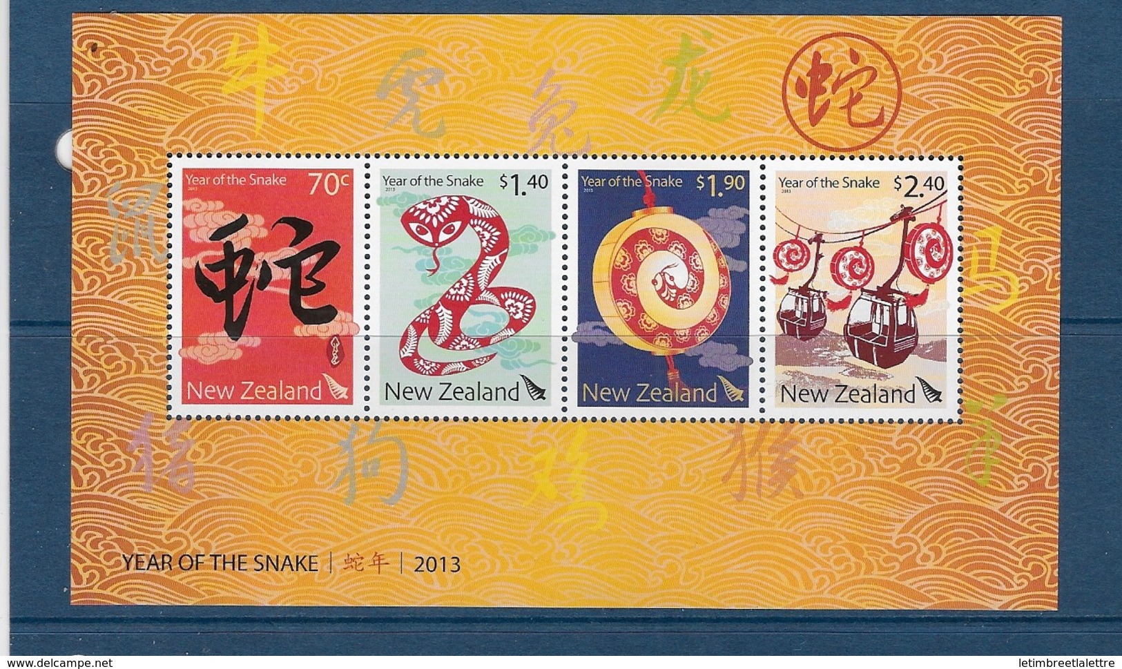 Nouvelle-Zélande  Feuillet N°2866** Année Lunaire Chinoise Du Serpent - Blocks & Sheetlets