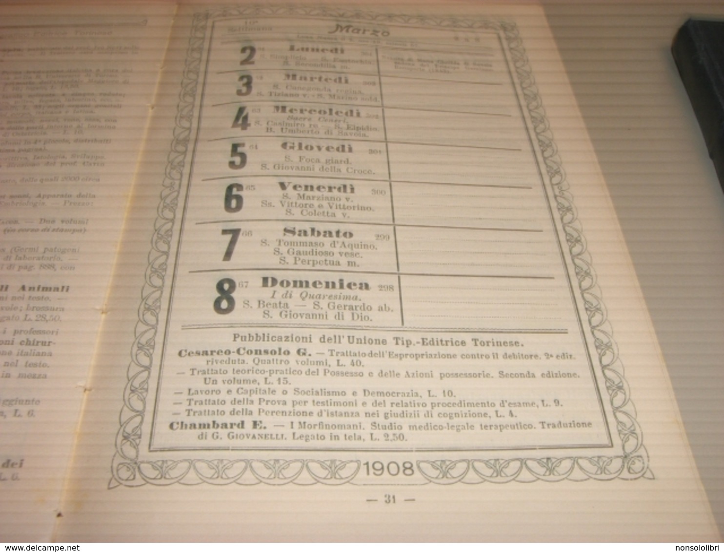 CALENDARIO 1908 - Tamaño Grande : 1901-20