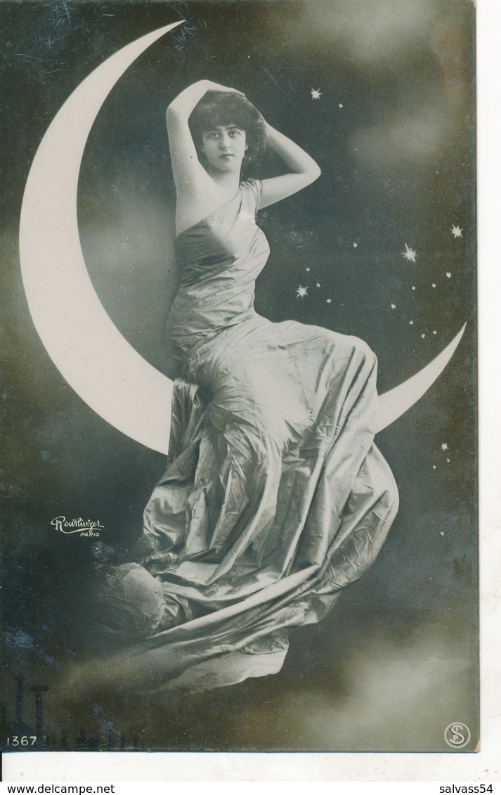 CPA - Fantaisie - Femme Sur Un Croissant De Lune Photo-montage, Par Reutlinger, Paris - Donne