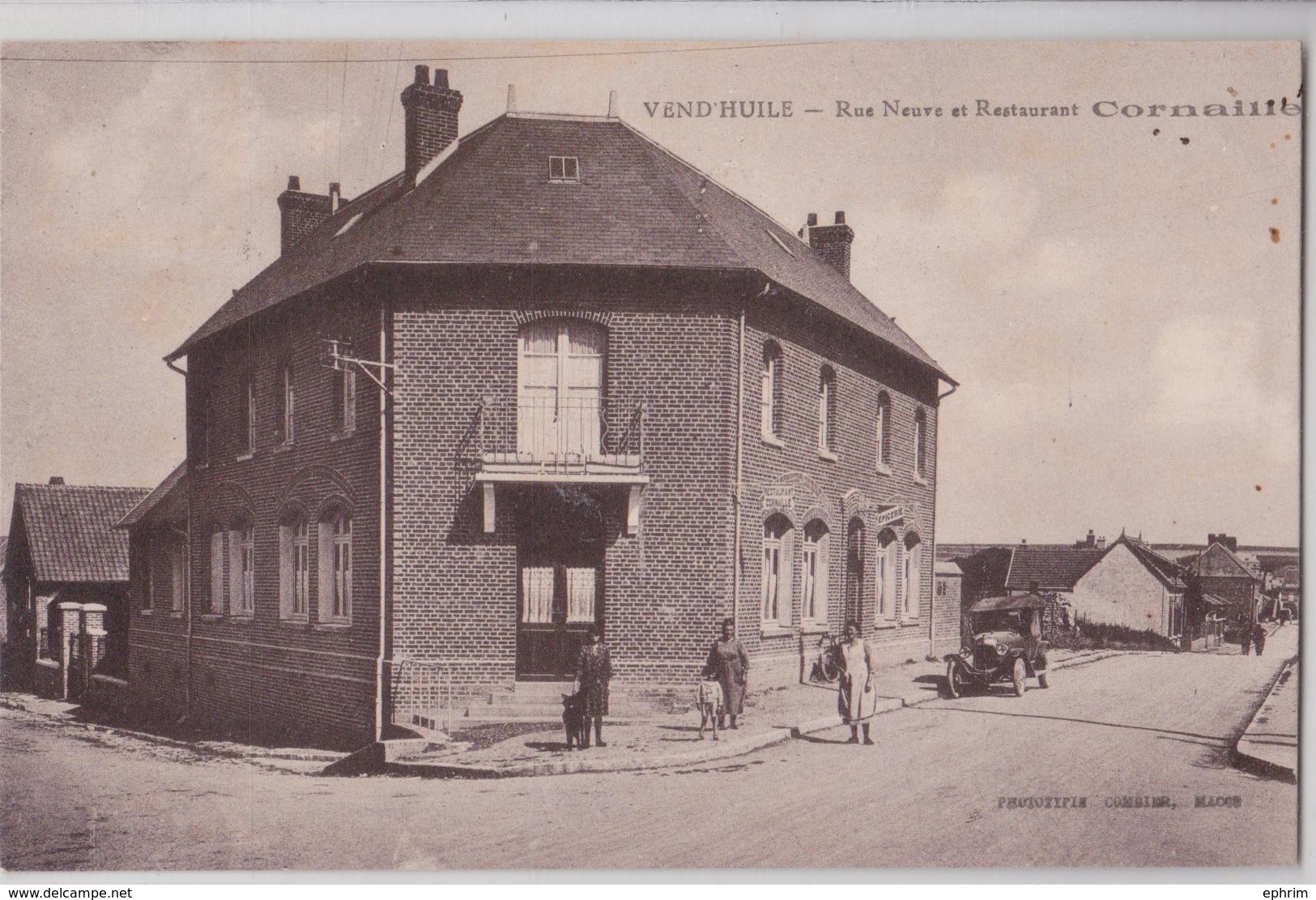 VENDHUILE (02 Aisne) - Rue Neuve Et Restaurant Cornaille - Autres & Non Classés