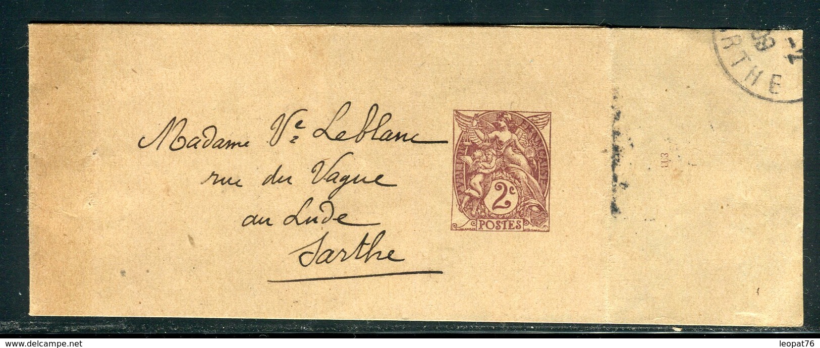 Bande Journal Au Type Blanc Pour Le Lude En 1909 - Réf N 47 - Streifbänder