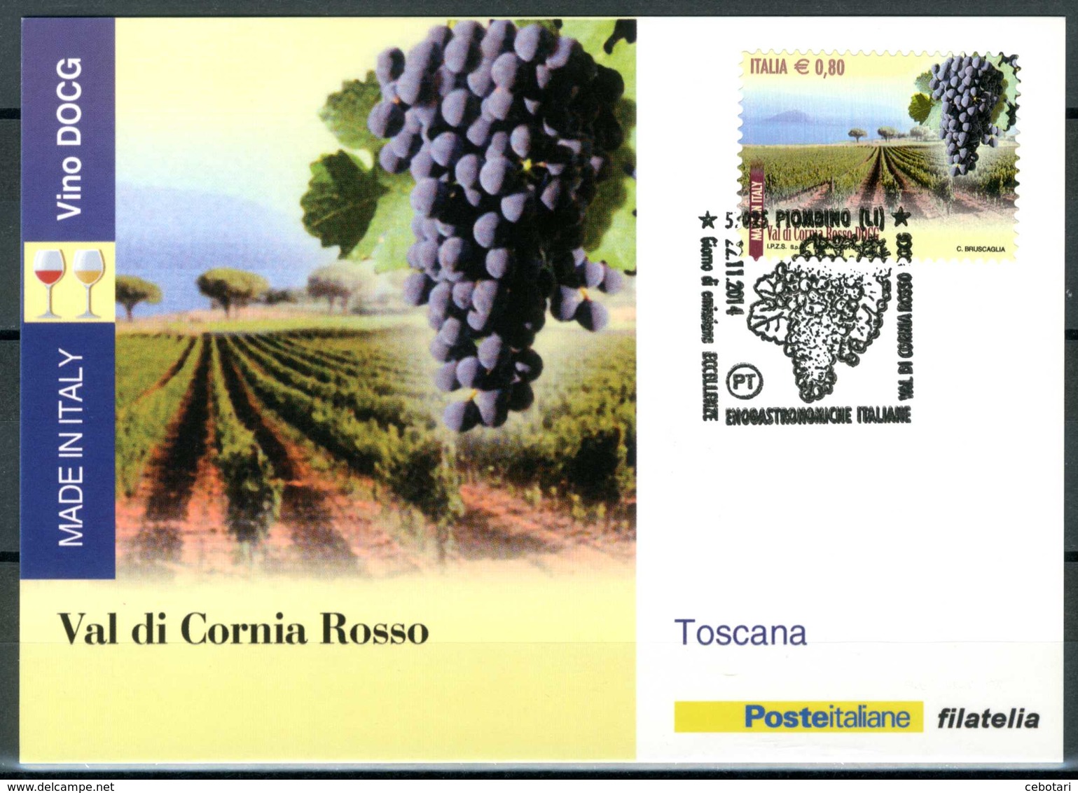 ITALIA / ITALY 2014 - Vino DOCG - Val Di Cornia Rosso - Toscana - Maximum Card Come Da Scansione. - Vini E Alcolici