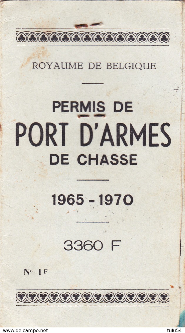 Permis De Port D'Armes  De Chasse - Collections