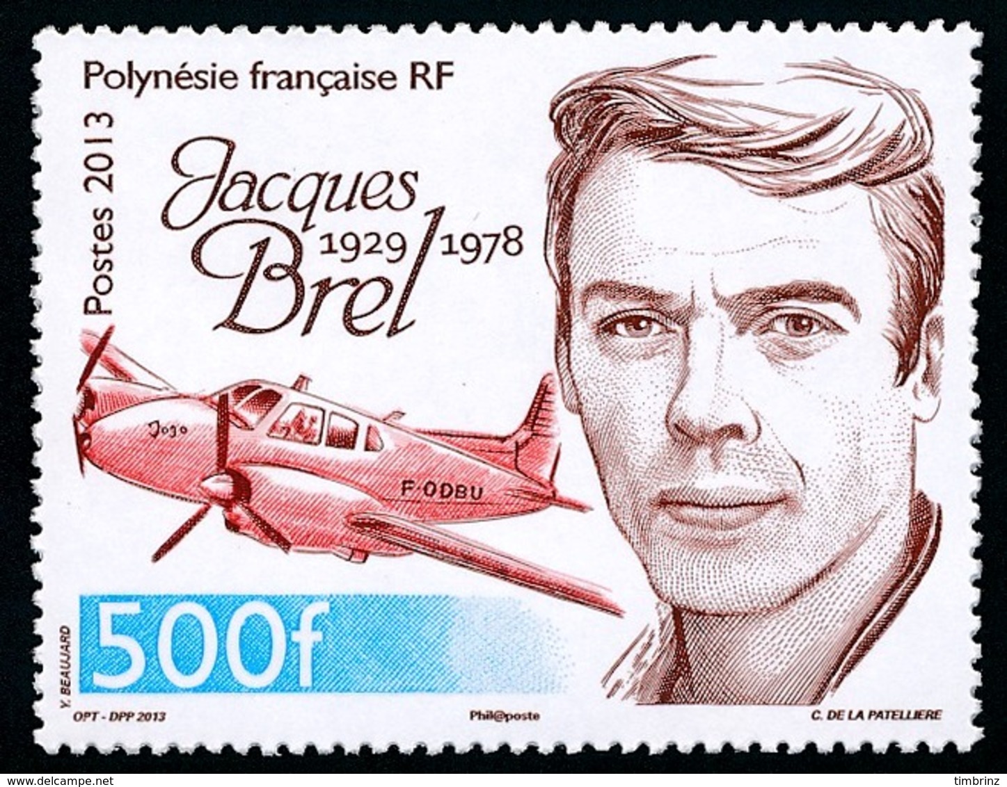 POLYNESIE 2013 - Yv. 1022 **   Faciale= 4,20 EUR - Jacques Brel Et Son Avion Jojo  ..Réf.POL24946 - Neufs