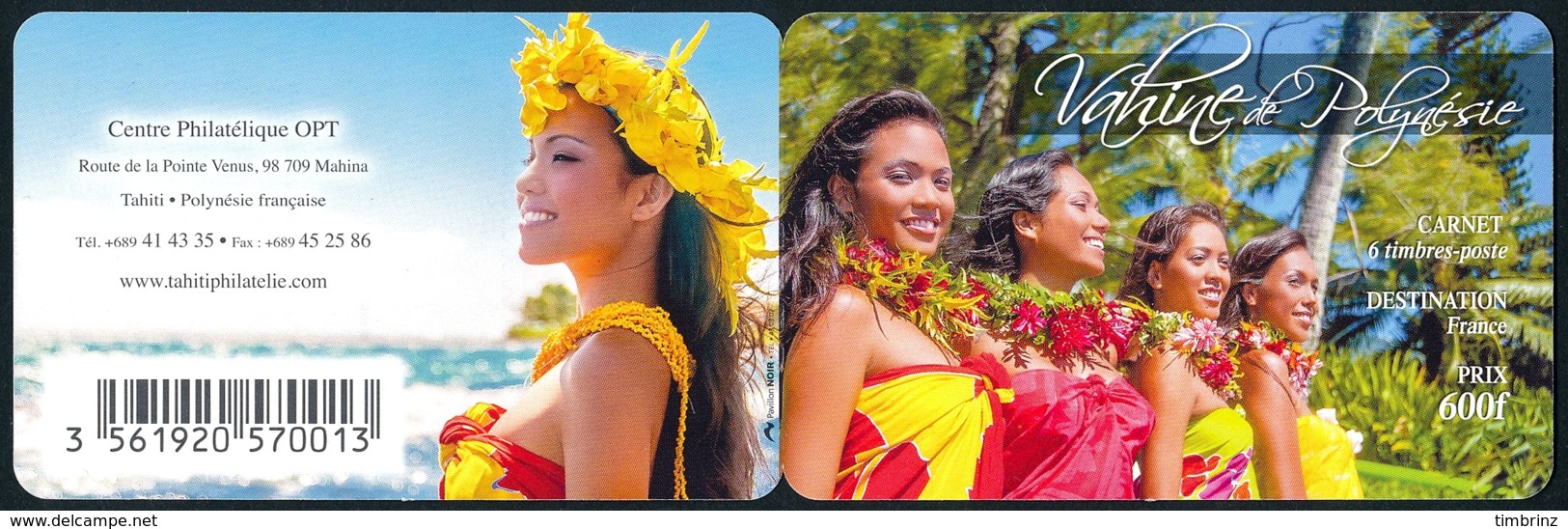 POLYNESIE 2013 - Yv. 1035 à 1040 = Carnet C1035 **  - Vahinées (6 Val.) Autoadhésif  ..Réf.POL24954 - Nuevos