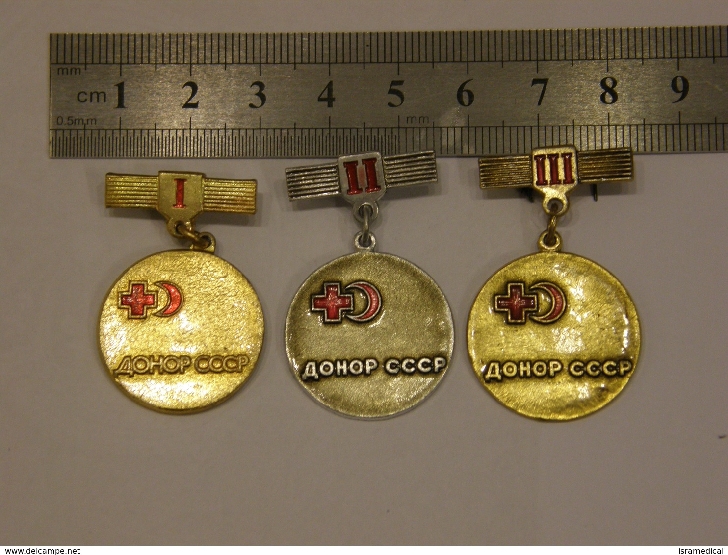 USSR 1970 RED CROSS BLOOD DONOR 3 BADGES OF 1, 2 AND 3 CLASS 48 - Geneeskunde