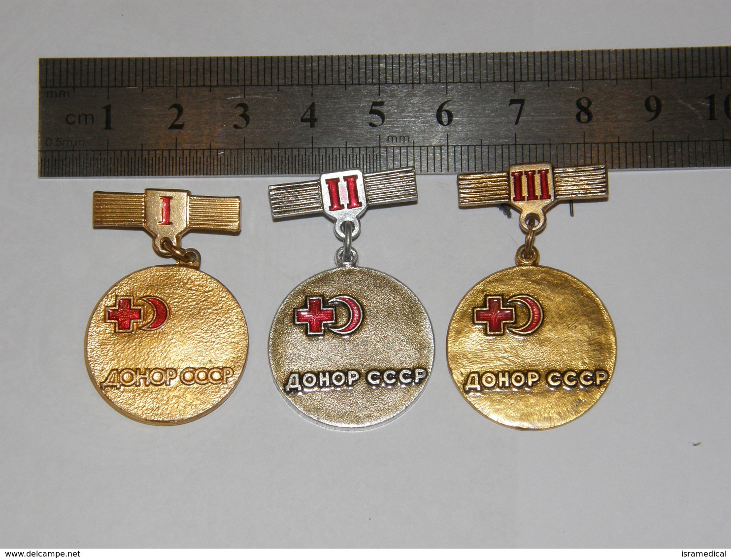 USSR 1970 RED CROSS BLOOD DONOR 3 BADGES OF 1, 2 AND 3 CLASS 48 - Geneeskunde