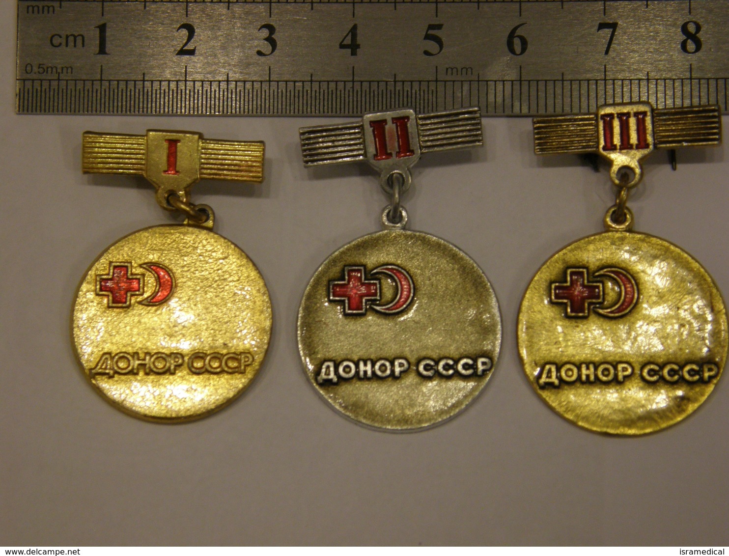 USSR 1970 RED CROSS BLOOD DONOR 3 BADGES OF 1, 2 AND 3 CLASS 48 - Geneeskunde