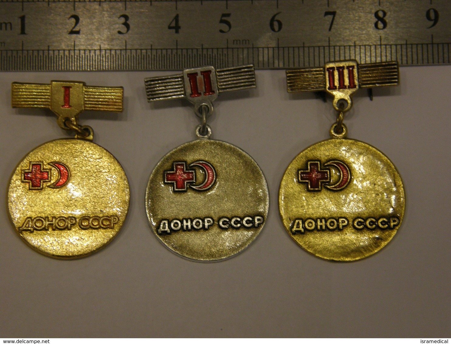 USSR 1970 RED CROSS BLOOD DONOR 3 BADGES OF 1, 2 AND 3 CLASS 48 - Geneeskunde