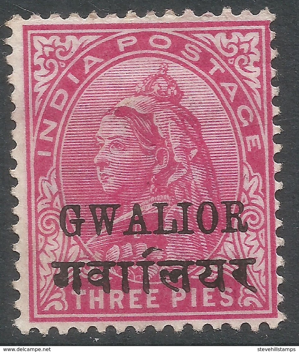 Gwalior (India). 1899-1911 QV. 3p MH. SG 38 - Gwalior