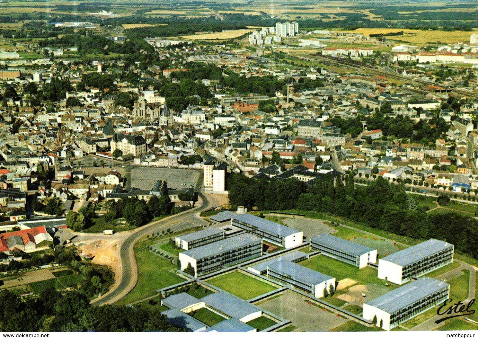 DREUX -28- VUE AERIENNE DU LYCEE ROTROU ET DE LA VILLE - Dreux