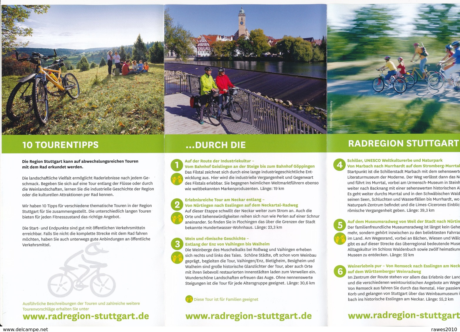 Stuttgart Die Radregion Stuttgart Fahrrad - Faltblatt 3 Seiten - Bade-Wurtemberg