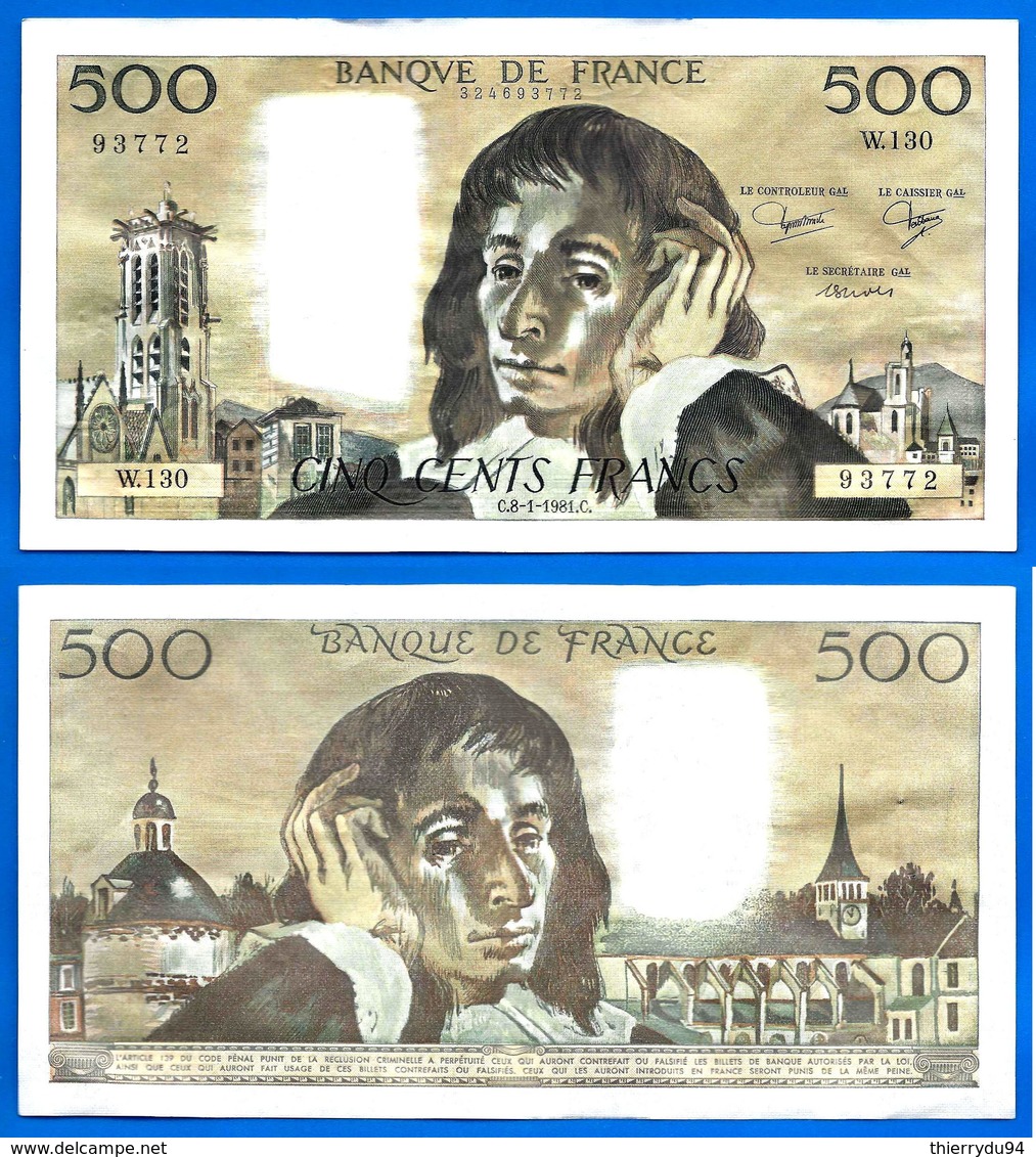 France 500 Francs 1981 8 Janvier January Pascal Serie W 130 Que Prix + Port Frcs Frc Europe Paypal Skrill Bitcoin OK - 500 F 1968-1993 ''Pascal''