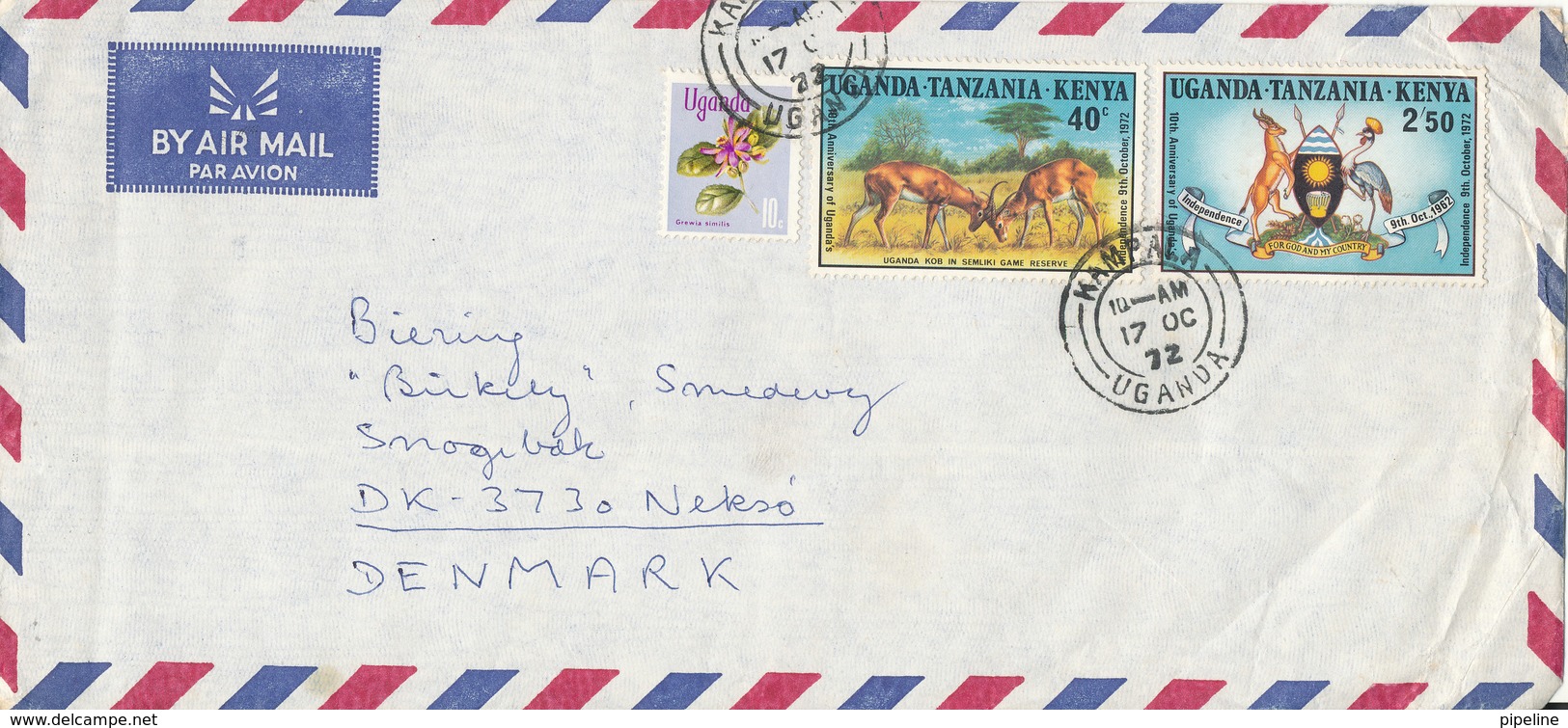 Uganda Tanzania Kenya Air Mail Cover Sent To Denmark Kampala 17-10-1972 - Kenya, Uganda & Tanzania