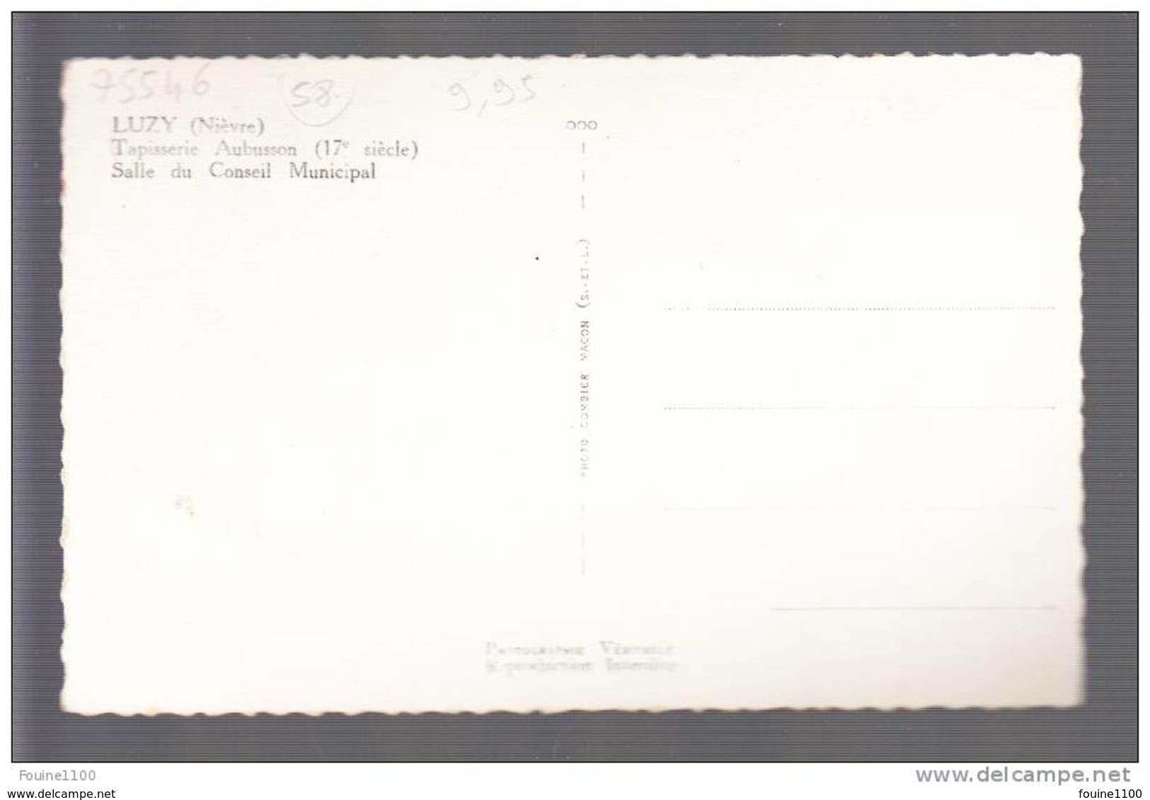 Carte  De  Luzy Tapisserie D' Aubusson  Salle Du Conseil Municipal ( Format C.P.A )  ( Recto Verso ) - Altri & Non Classificati