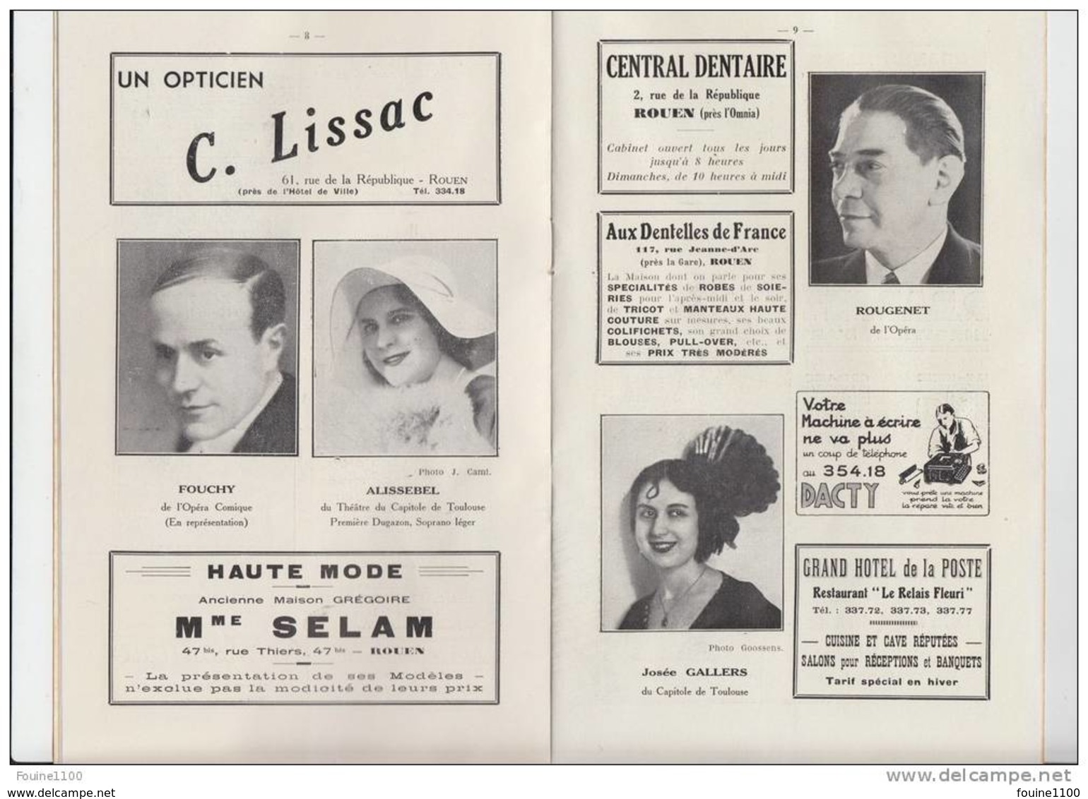 programme du théâtre des arts de rouen 1934 1935 ( avec publicités sur rouen ) voir scannes