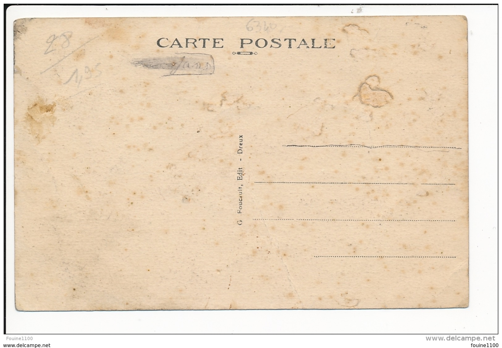 Carte Des Environs De Dreux  FERMAINCOURT  ( Moulin ) Mauvais état Dommage Car Peu Courante ( Recto Verso ) - Autres & Non Classés