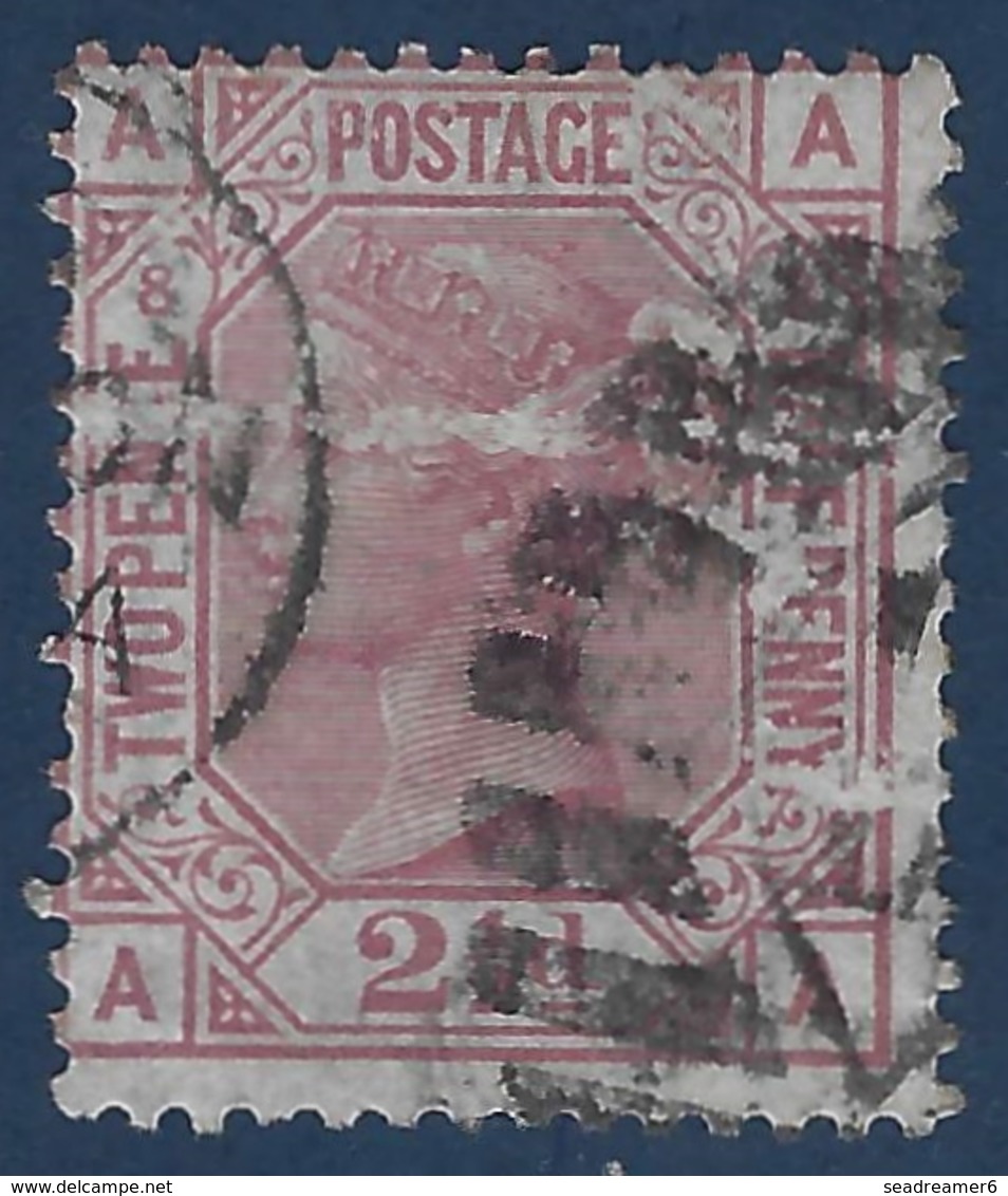 Royaume Uni N°56 Yvert SG 140 "AA-AA"  2 1/2d Rose Planche 8 Variété D'impression Defectueuse Forte Signe-Calves RRR - Used Stamps