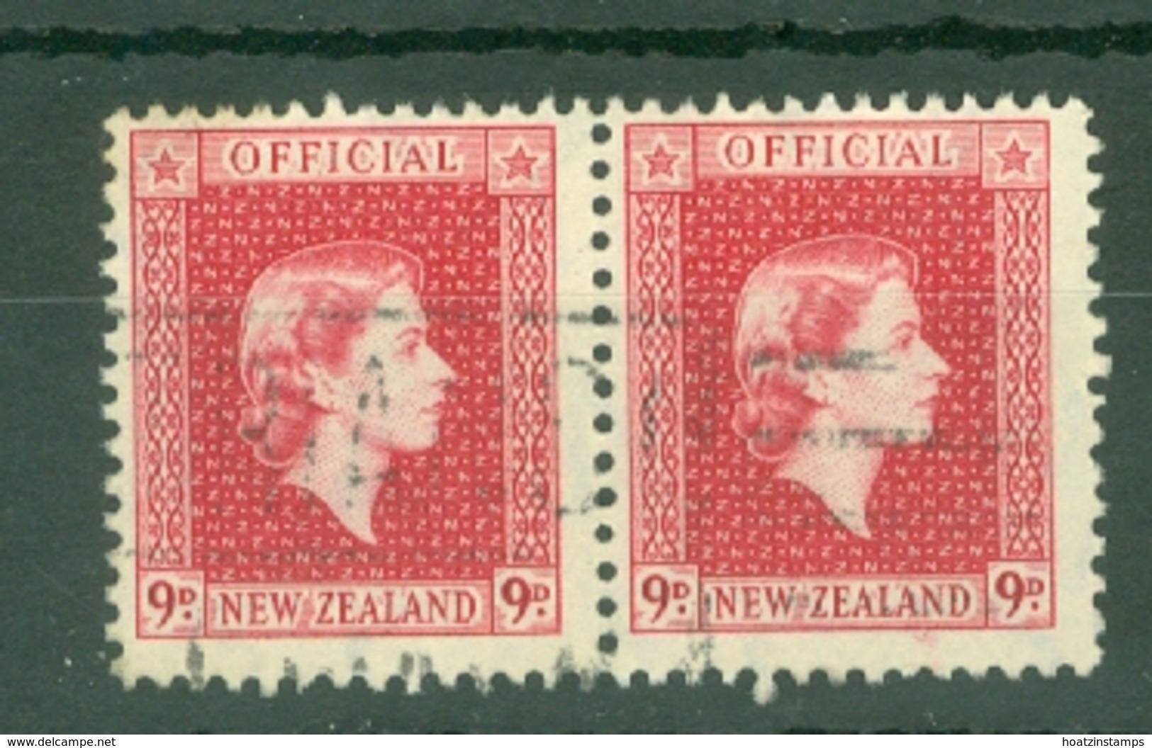 New Zealand: 1954/63   Official - QE II   SG O165   9d    Used Pair - Servizio