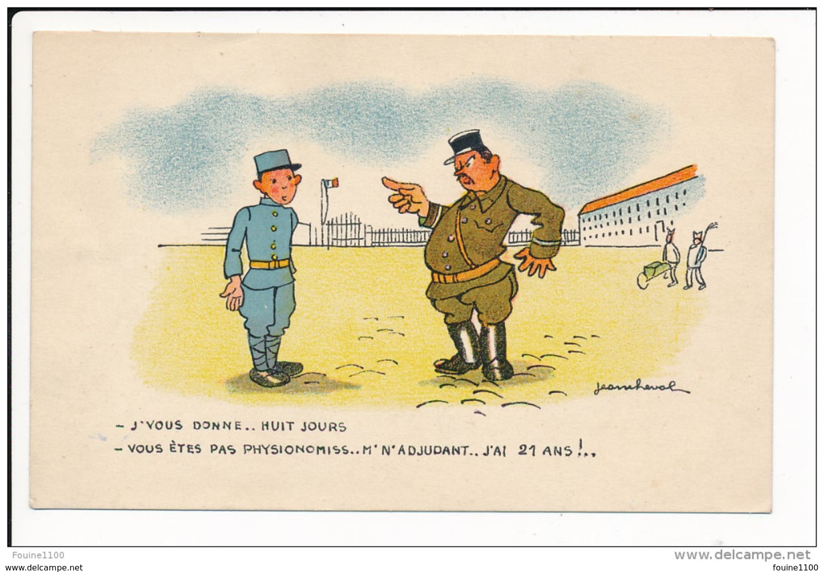 Carte Humoristique Militaire  Dessin    Illustrateur  Jean Cheval  ( Recto Verso ) - Cheval