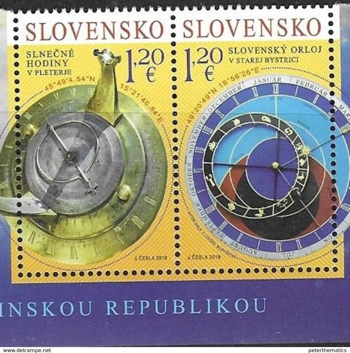 SLOVAKIA , 2019, MNH, JOINT ISSUE WITH SLOVENIA, SUNDIALS, ASTRONOMICAL CLOCKS, 2v - Emisiones Comunes