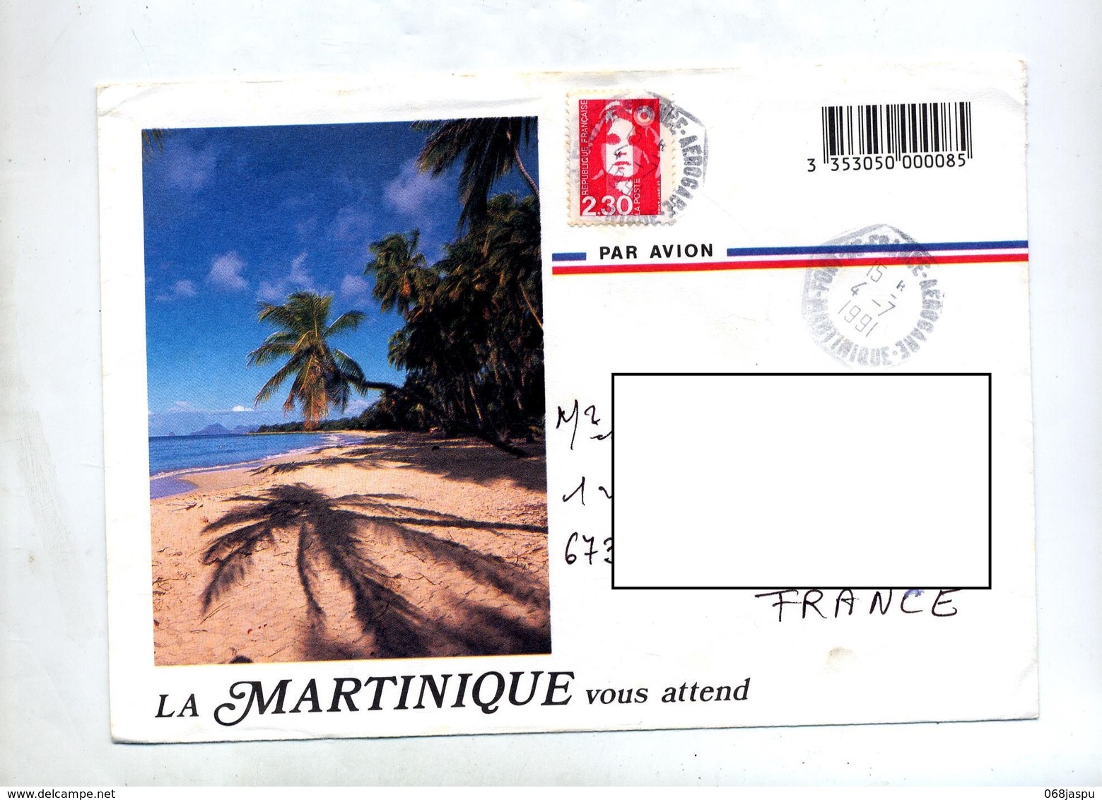 Lettre Cachet Fort De France Aeroport Martinique Hexagonal Illustré - Handstempel