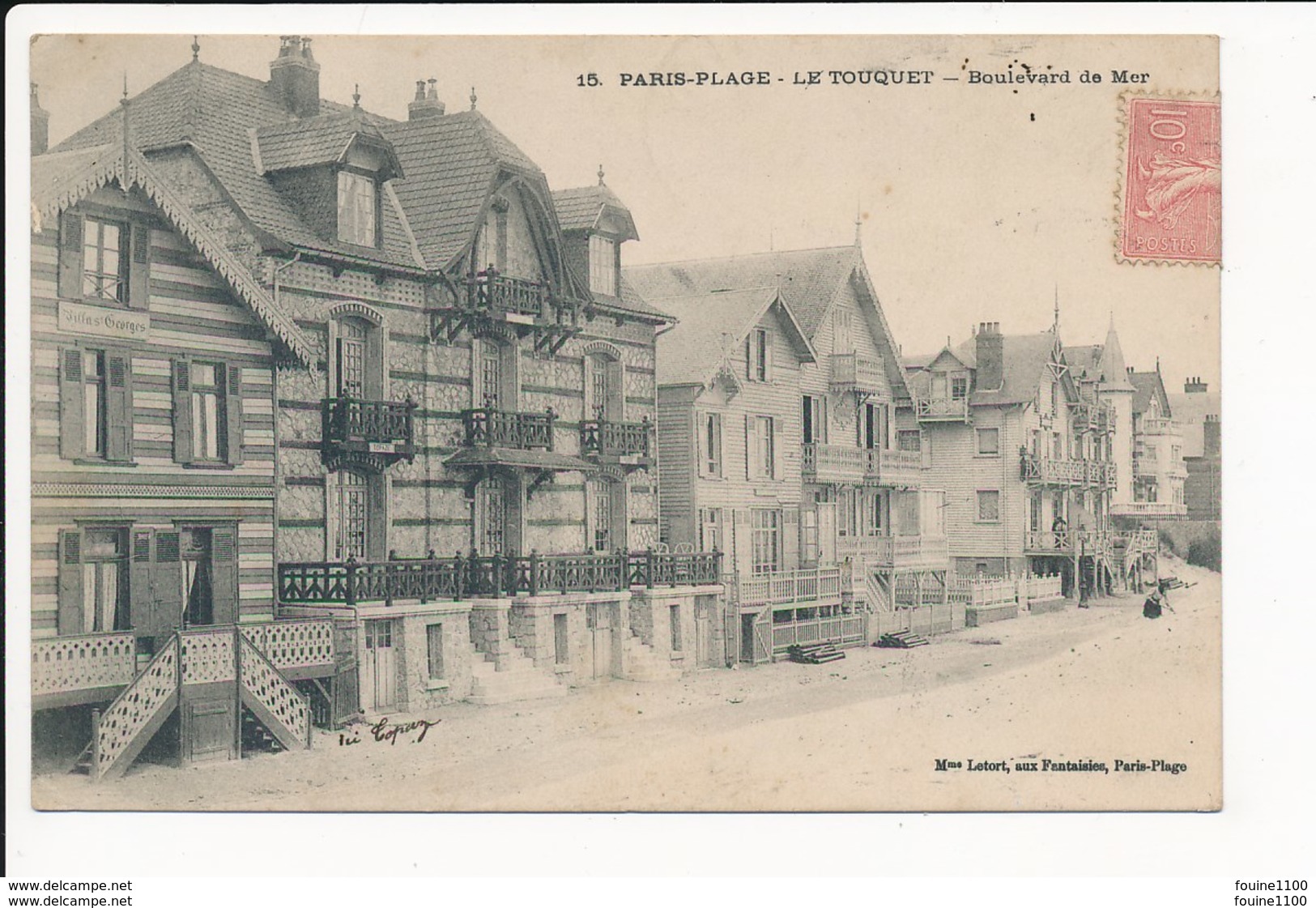 Carte De Paris Plage Le Touquet  Boulevard De La Mer ( Mme Letort Aux Fantaisies Paris Plage  Peu Courante ( Recto Verso - Le Touquet