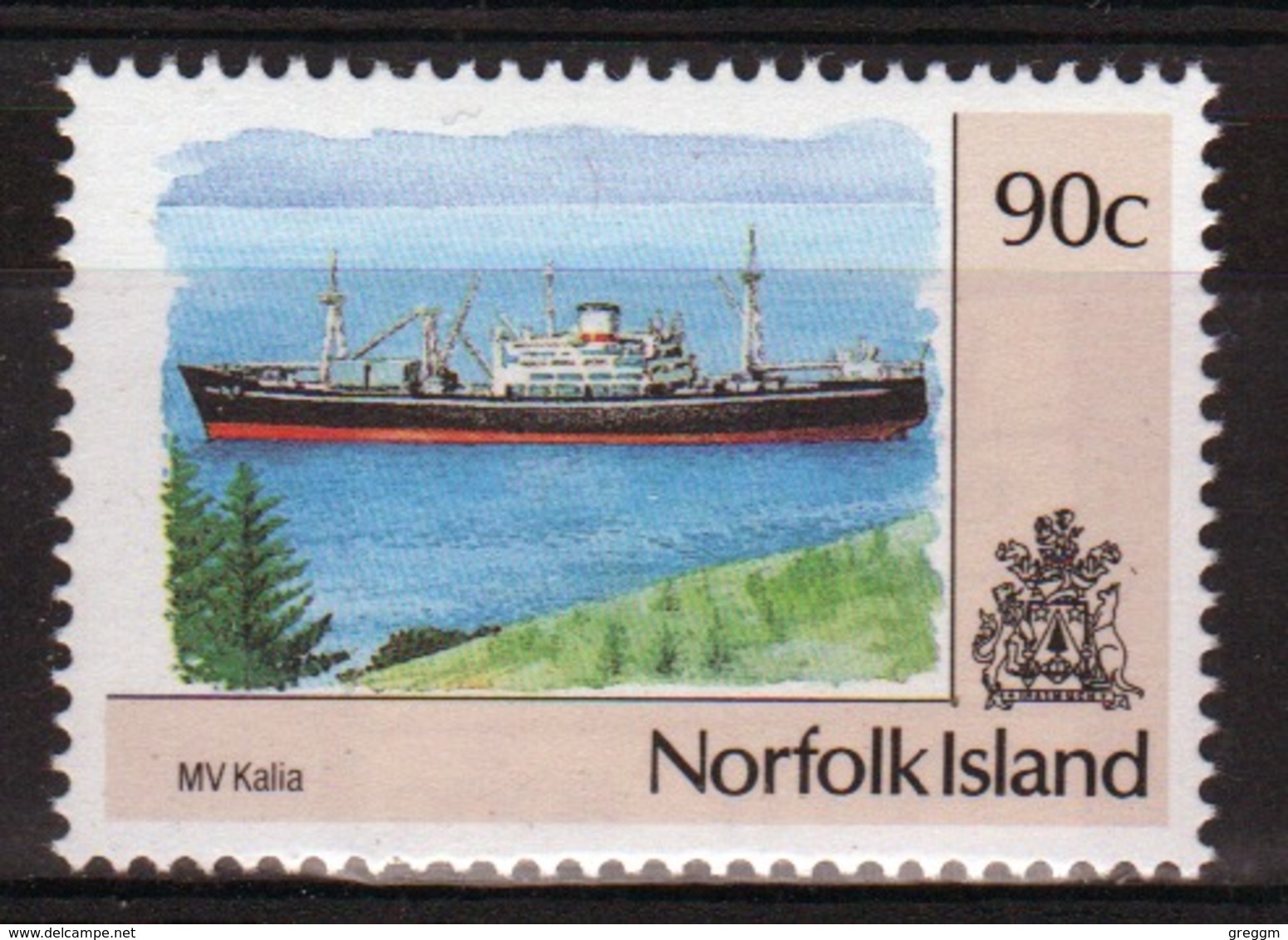 Norfolk Island Single 90c Definitive Stamp From The 1990 Ship Series. - Isla Norfolk