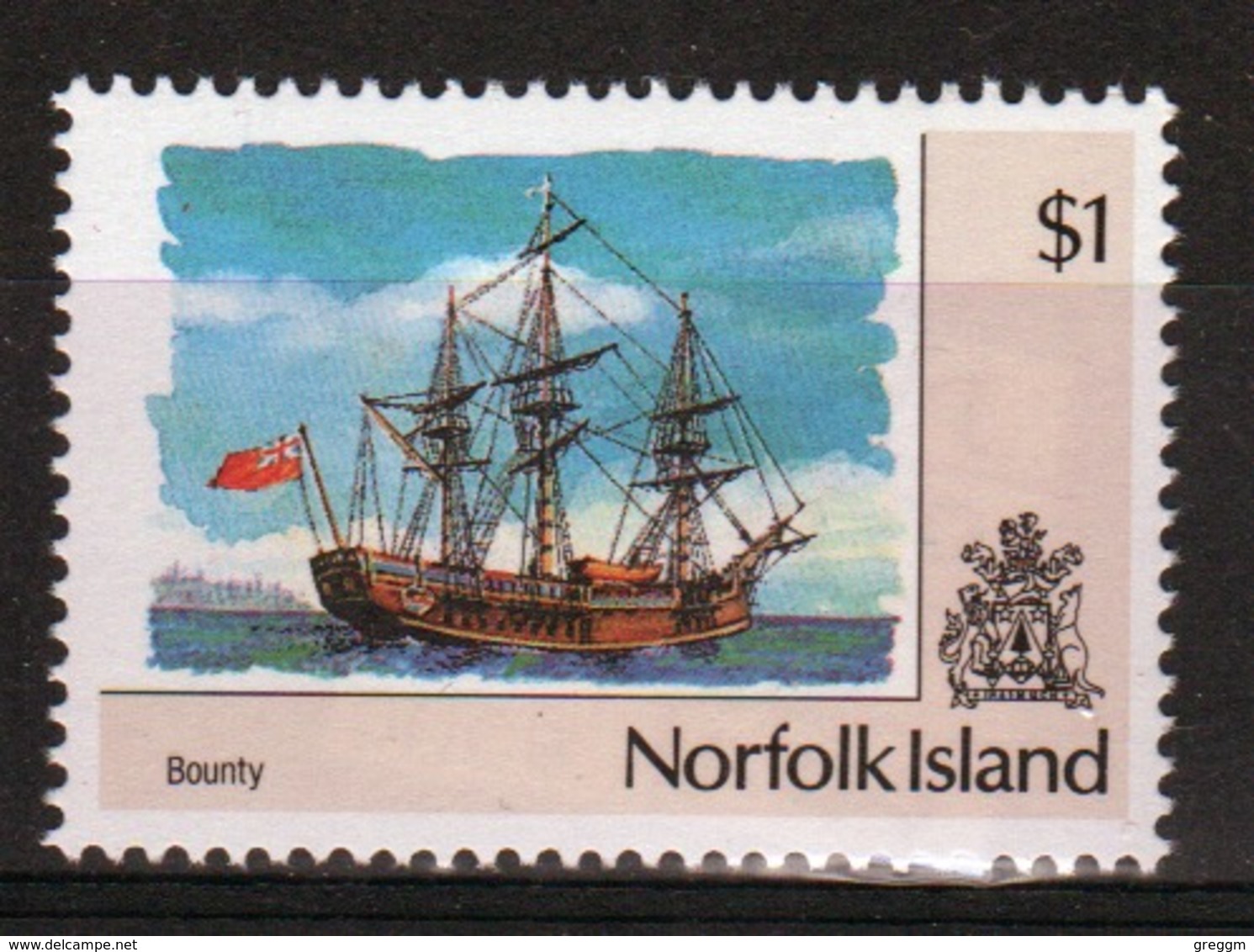 Norfolk Island Single $1 Definitive Stamp From The 1990 Ship Series. - Norfolk Eiland