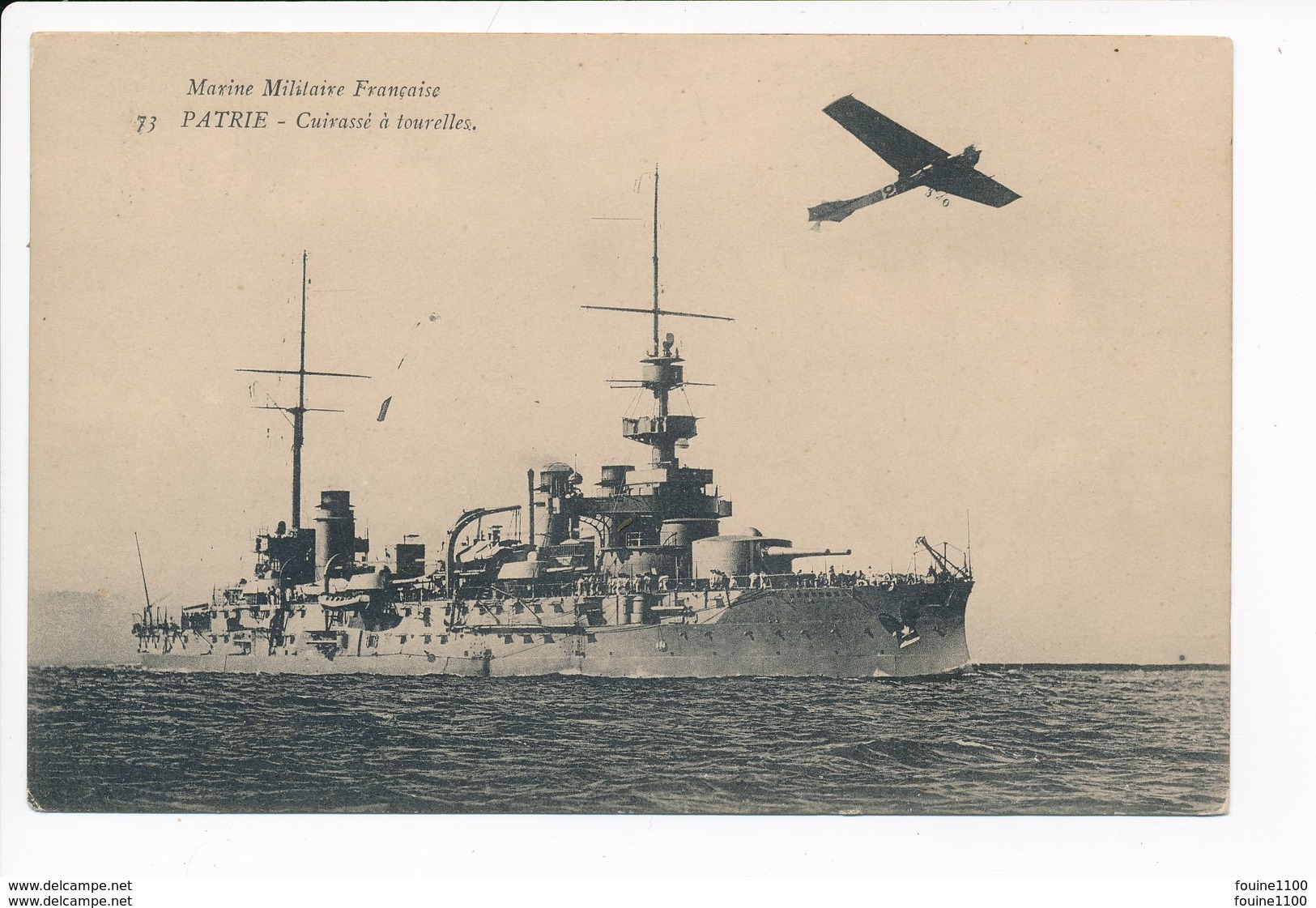 Carte  Marine Militaire Française  Patrie  Cuirassé  ( + Avion ) ( Recto Verso ) - Guerre