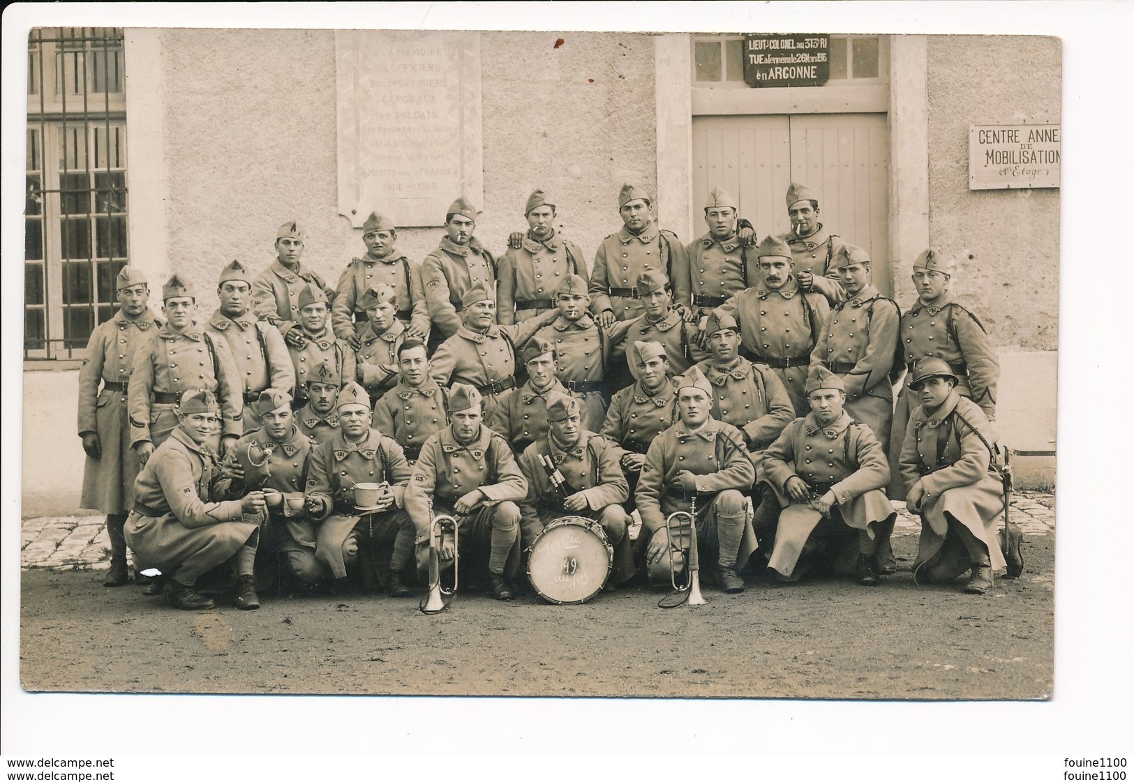 Carte Photo Militaire 131e Régiment D'orléans ( Lieut Colonel Du 313 RI Tué En Argonne Et Souvenir Des Gradés De Blois ) - Régiments