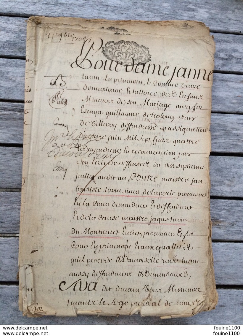 Grand Cahier Année 1707 BRETAGNE Pour Dame Janne Turin Guillaume De Trolong De Villeroy  à Identifier à Traduire - Historische Documenten