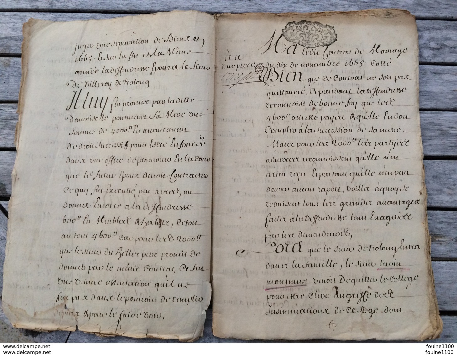 Grand Cahier Année 1707 BRETAGNE Pour Dame Janne Turin Guillaume De Trolong De Villeroy  à Identifier à Traduire - Historische Documenten